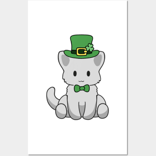 St Patrick White Kitty Posters and Art